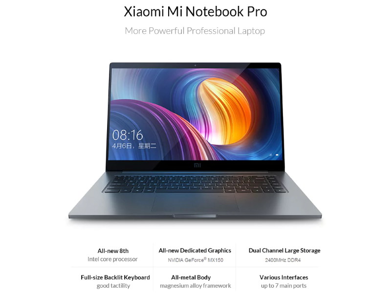 [Kuponkód] Xiaomi Mi Notebook Pro - C típusú USB porttal