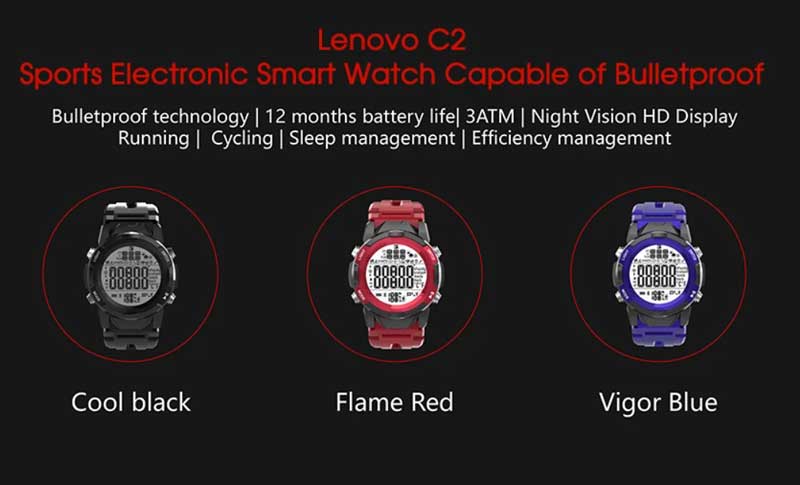 Lenovo C2 Smartwatch - kültéri intelligens óra FSTN kijelzővel