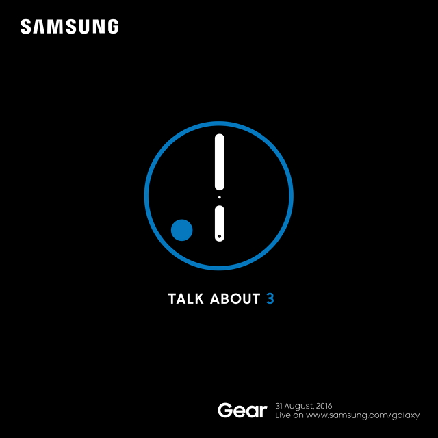 Samsung Gear S3, 2016. augusztus 31-én mutatják be