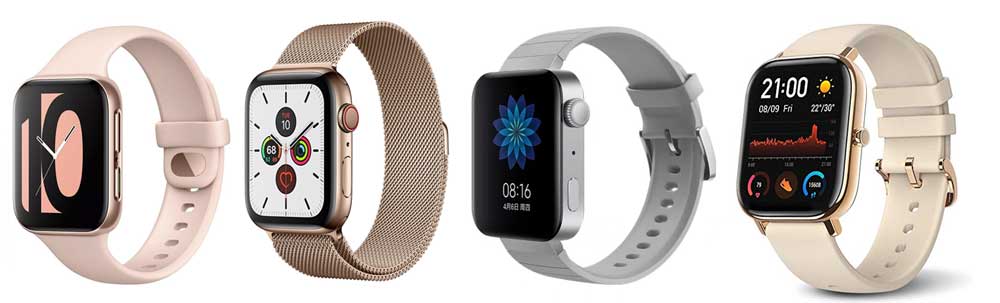 Műszaki adatok összehasonlítása Oppo Watch, Apple Watch, Mi Watch és Amazfit GTS