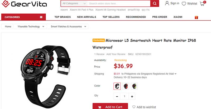 Microwear L5 Smartwatch - kuponkód
